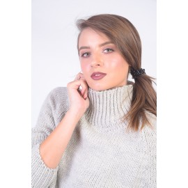 Pulover gri din lână cu manecă raglan