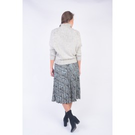 Pulover gri din lână cu manecă raglan