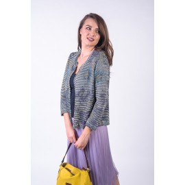 Jachetă tweed multicoloră gri cu galben
