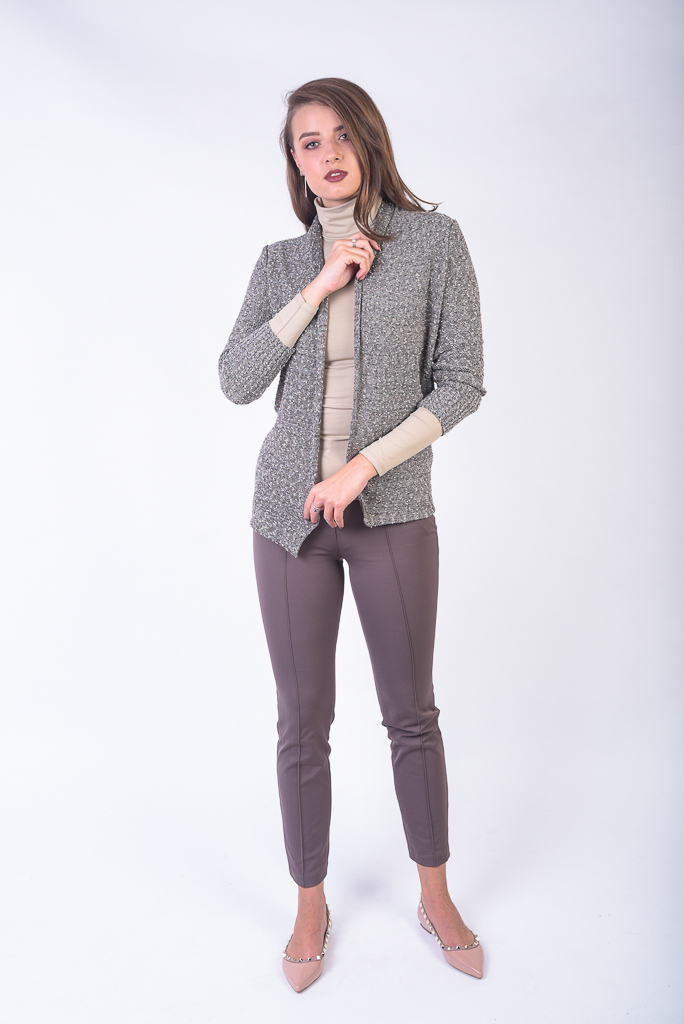 Jachetă capucine cu fir metalizat cupru