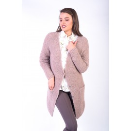 Cardigan roz pudră elasticizat