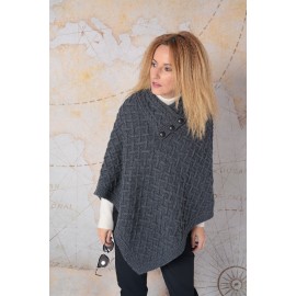Poncho gri din merinos