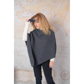 Poncho gri din merinos