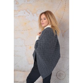 Poncho gri din merinos