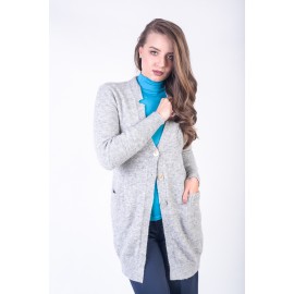 Cardigan lână și alpaca gri cu nasturi și buzunare