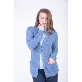 Jachetă albastă închidere cu capse