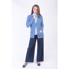 Jachetă albastă închidere cu capse