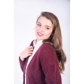 Cardigan vișiniu scurt