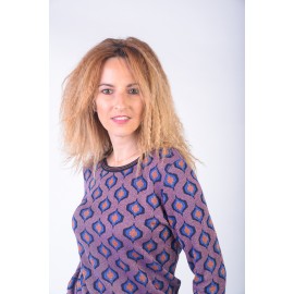 Pulover cu fir lame cu model romburi albastru