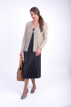 Jachetă bej fir efect pufos 