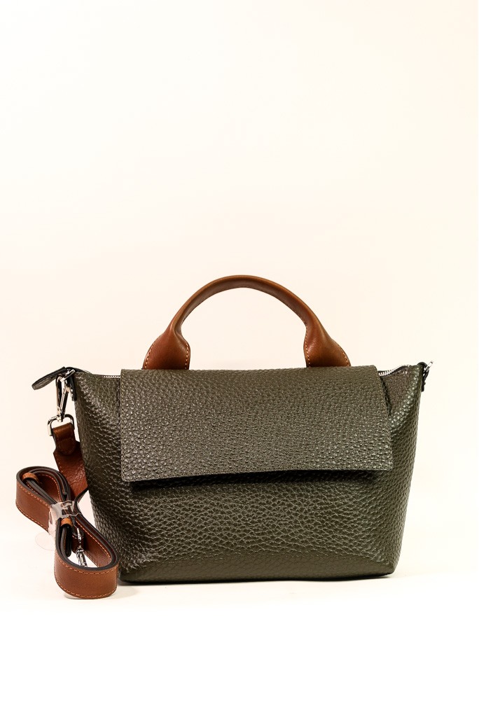 Geantă de piele cu baretă pe umăr și mâner