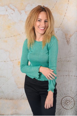 Pulover turcoaz cu lurex 