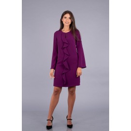 Rochie mov midi cu mânecă evazată 