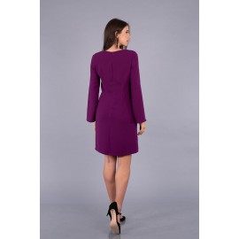 Rochie mov midi cu mânecă evazată 