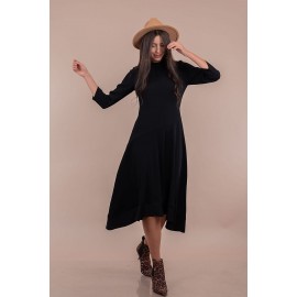 Rochie neagră midi în colțuri 