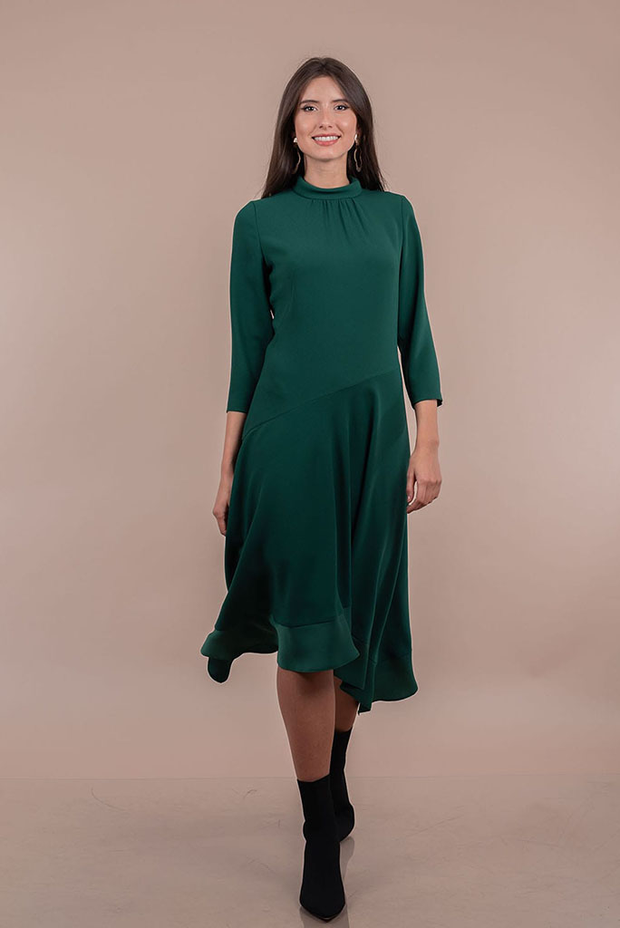 Rochie midi verde în colțuri 