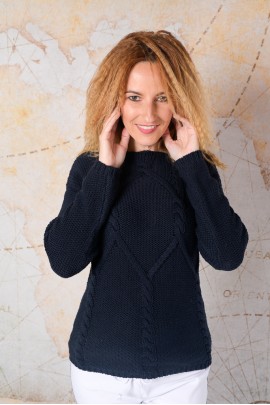 Pulover negru cu torsade 
