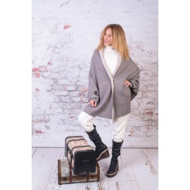 Sal-cardigan lână bej