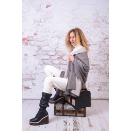 Sal-cardigan lână bej
