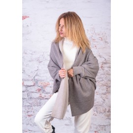 Sal-cardigan lână bej