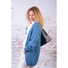 Jachetă bleu torsade