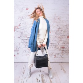 Jachetă bleu torsade