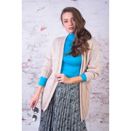 Jacketă cu torsade bej